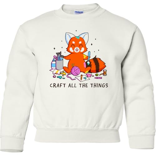 inktastic Red Panda Craft All the Things Youth Sweatshirt Youth X-Small (2-4) White 387b3