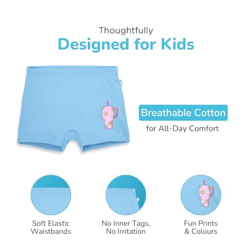 Image of YouGotPlanB Cotton Boxers for Girls | Ages 2-16 Years | Relaxed Fit | Gentle Elastic Waistbands | Breathable & Tagless