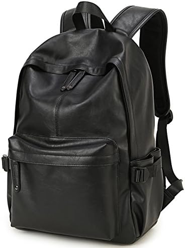BAOSHA BP-08 TOP PU Leather Laptop Backpack School College Rucksack Bag Black