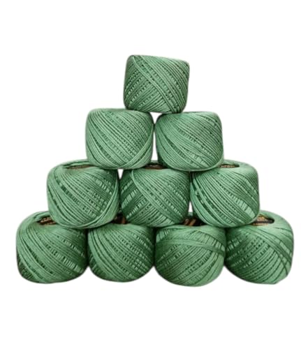 ELEXIQ Crochet Cotton Thread Yarn for Knitting and Craft Making Combo Pack of 10 Roll (Dark Green)