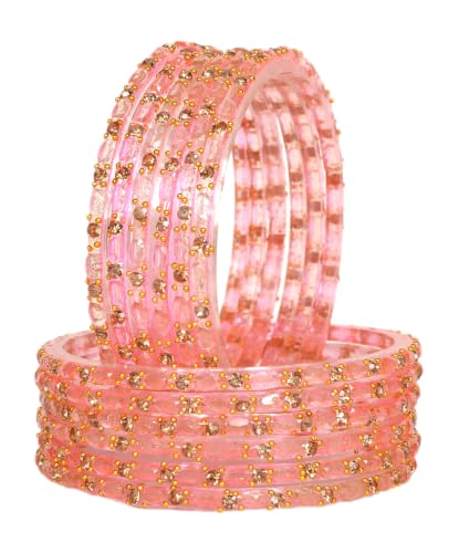 Image of Swara Creations Glass Bangles set for Women | Zirconwork Golden Raindrops Bangles Collection | Ethnic, Festive & Special Occassions(12Pcs)(SKU287)
