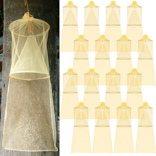 Qualirey 8 Pack Spotted Lanternfly Traps Lantern Fly Killer Mesh Tree Trap with Jute Rope and Nails Effective Way to Catch Lantern Flies and Nymphs (Yellow)