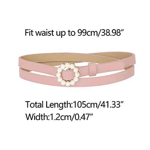 Allegra K Womens Plus Size Waist Belts Pearl Narrow Leather Adjustable Belt for Jeans Dresses Pants3