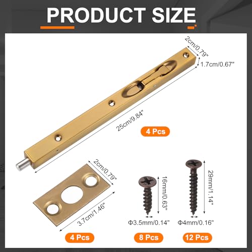 Verrou de porte en acier inoxydable 25,4 cm haute sécurité bronze