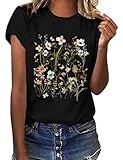 top fiori blu Facile da Abbinare: questa classica T-shirt da donna può essere indossata con jeans, leggings, pantaloncini, maglie, giacche e cardigan. Questa top donna è un capo essenziale del guardaroba.