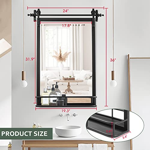 Fobule Farmhouse Iron Framed Wall Mirror With Shelf thumb #4