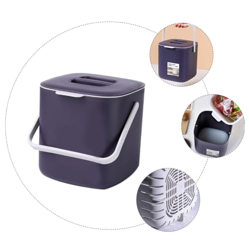 Caneca de basura plástica portátil con tapa y asa miniatura 5