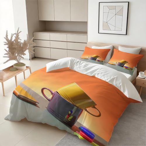Housse de couette 220x240 cm parure lit microfibre imprimée 3D - 3