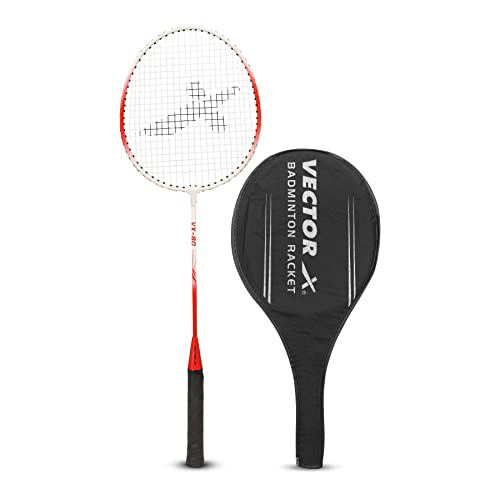 Image of Vector X VXB-80 Badminton Racquet Aluminium Lightweight Racket for Beginners & Adults Durable Frame, Comfortable Grip, Outdoor Sports Practice, Training & Recreational Play (1 PC+ 3 /4 Cover, Red)