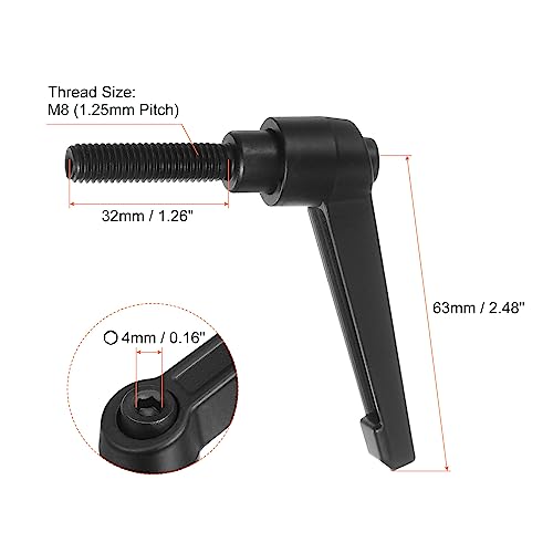 Image of HARFINGTON 6pcs Adjustable Clamping Lever Handles M8 x 32mm Male Thread Bolt Knobs Rotating Screw Locking Quick Release Ratchet Push Button Handle, Black