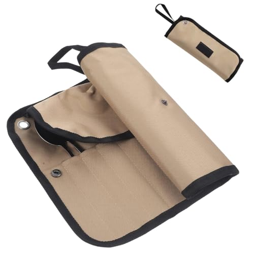 DIFLAX Khaki Bestecktasche Camping,Bestecktasche für Unterwegs,Tragbare Bestecktaschen,Besteck Aufbewahrungstasche,Picknick...