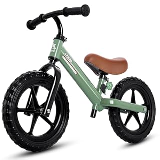 KRIDDO Toddler Balance Bike 2 Year Old, Kids Balance Bike for 2-5 Years Old, Dual Bearing for Smoother Riding, Adorable Plate, Adjustable Seat and Handlebar, Toddler Bike Gifts Age 2-3, Green