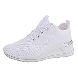 Ital Design Damenschuhe Freizeitschuhe Sneakers Low, J2335-1-, Synthetik, Weiß, Gr. 39