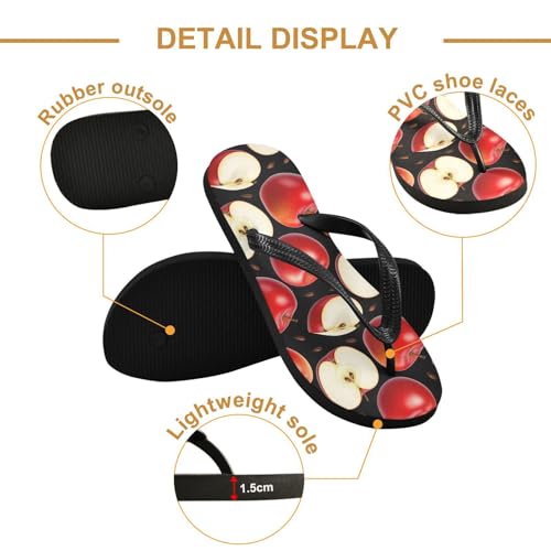 Red Fruits Black Flip Flops for Beach Thong Sandals Anti-slip Lightweight Shower Shoes for Indoor Outdoor House3
