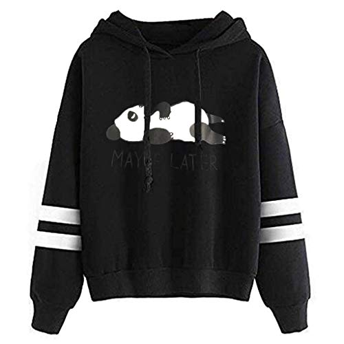ZJRXM Women's Panda Print Long Sleeve Hoodies Striped Cute Pullover Tops Teen Girl Autumn Winter Hooded Pullover Sweatshirts Black ZJRXM Women's Panda Print Long Sleeve Hoodies Striped Cute Pullover Tops Teen Girl Autumn Winter Hooded Pullover Sweatshirts Black