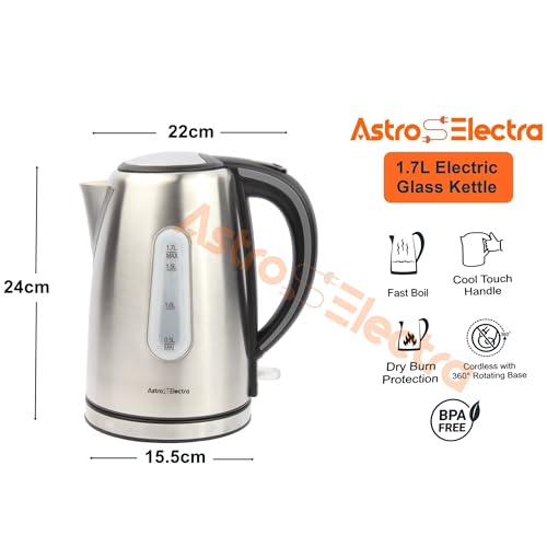 Astro Electra 1.7L Stainless Steel Cordless Electric Kettle - Image 4