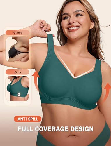 Image of LetsJoli Bras for Women Supportive Wireless Push Up Bra Full Coverage No Underwire Seamless Plus Size for Older Women