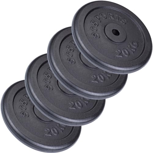 ScSPORTS® Hantelscheiben - Einzeln/Set, Ø 30/31 mm, Gusseisen, Gewichtswahl - Gewichtsscheiben, Hantelscheiben-Set, Hantelgewichte, Fitness Scheiben, Gewichte für Hantel (80 KG (4 x 20 kg)) ScSPORTS® Hantelscheiben - Einzeln/Set, Ø 30/31 mm, Gusseisen, Gewichtswahl - Gewichtsscheiben, Hantelscheiben-Set, Hantelgewichte, Fitness Scheiben, Gewichte für Hantel (80 KG (4 x 20 kg))