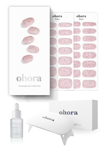 ohora Semi-Cured Gel Nail Strips Value Set (N Pixie Dust Starter Kit) Includes Full Size Lamp and Mini Remover Salon-Quality Long Lasting Easy to Apply & Remove