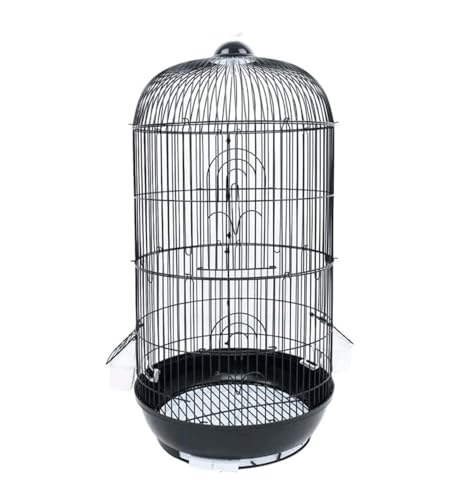 トリカゴ 鳥かご 金属製鳥かご 丸型鳥小屋 キャリア 錬鉄製鳥かご ポータブル 耐久性 屋内用鳥キャリア 鳥籠 オカメインコ ケージ(Black,34*99cm)