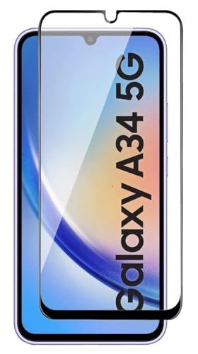 Image of Military-Grade Tempered Glass Screen Protector Compatible for Samsung Galaxy A34 5G with Edge to Edge Coverage and Easy Self-Installation Kit (Samsung Galaxy A34)