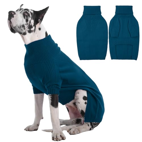 IECOii Great Dane Sweater,5XL Extra Large Sweater for Giant Breed Dogs in Winter,Turtleneck Cold Weather Knit Clothes,Machine Washable,Elastic Pullove