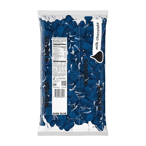 HERSHEY'S KISSES Milk Chocolate Dark Blue Foil, Candy Bulk Bag, 66.67 oz
