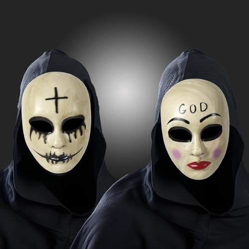 JLTXKST Máscara de urgia de Halloween 2 unidades, The Purge Masken God & Cross Killer, máscaras de Halloween, para Halloween, carnaval, festa de disfarces, homens e mulheres