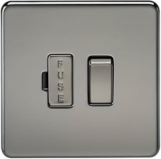 Knightsbridge SFR9000BN Twin Screwless 13A 2G Dp Switched Socket Nickel with Black Insert, 230 V