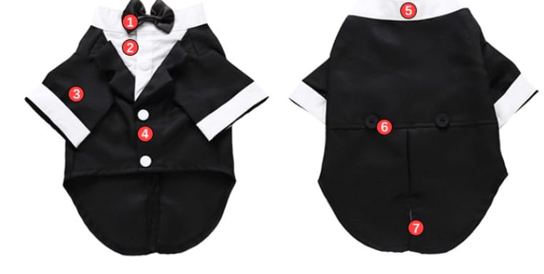 Stylish Dog Tuxedo for Weddings, Vintage Cross-Border Outfit, Luxury Cotton Evening Dresses with Bandana for Cats and Dogs, Fashionable Pet Apparel (Black, Small)