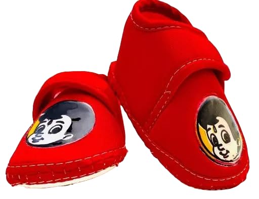 Advik Unisex Newborn Baby Booties First Walking Shoes Sandals with Anti Slip Sole Footwear 0-12 Months (Set of 3) Black, Red, White (6_Months) 3