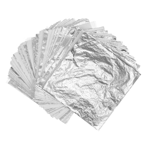 GALPADA 3sets 14x14cm Silver Sheet 'n Imitation Leaf Metal Non-Edible for Decorations 100pcs*3