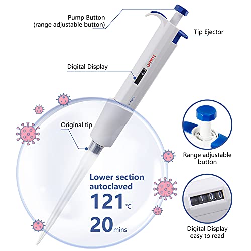 Four E'S Scientific 5752 1-10Ml Single-Channel Pipettor Adjustable Variable Volume Micropipette High Accurate Pipettor thumb #3