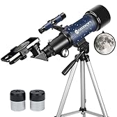 Telescope for Adults Beginners, 70mm Aperture 400mm AZ Mount Fully Multi-Coated Optics Refractor Portable Telescopes, Travel Telescope with Tripod and Phone Adapter-Blue