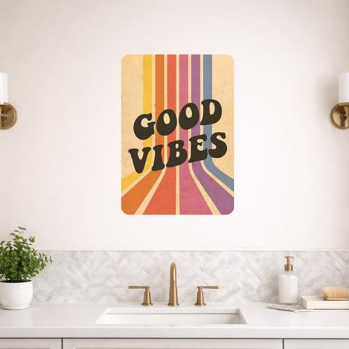 Image of Zesta Bathroom Decor Items Washroom Decor Tin Sign | Aesthetic Posters Wall Poster for Bedroom | Magnetic Cafe Decoration Items / Restaurant Decorations Items | Quirky Home Decor Bar Accent (Good Vibes)