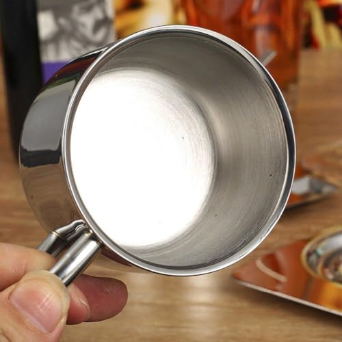 Dianzan Stainless Steel Coffee Mug Set, 175ml Double Wall Coffee Mug with Saucer Cup Spoon Handle Metal Coffee Tea Cup Set for Home Cafe - Image 4