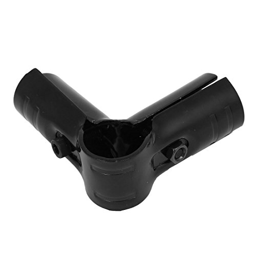 Sourcingmap 28mm Diameter Metal 90 Degree Elbow Three Port Pipe Clamp Clip Black - Image 2