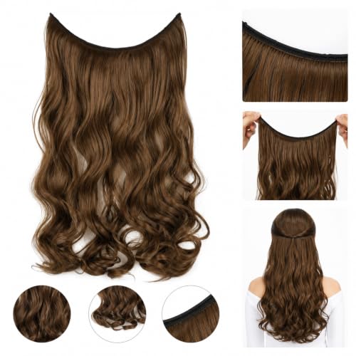 Image of Women Hair Extension Long Curly Light Brown 18 To 20 Inches Hairpiece With 5 BB Clip /Hair Extension for Women Party /Halloween /Christmas