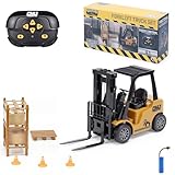 Ferngesteuerter Gabelstapler – FLT 2,4 GHz realistisches Baustellenfahrzeug mit Hochregal, Paletten, Kartons & Pylonen – Aufladbares Lagerhaus-Spielzeug für Kinder & Modellbau-Enthusiasten 1:16