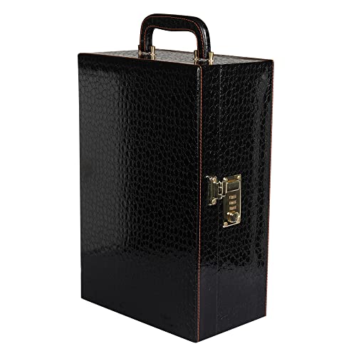 Anything & Everything Croc Print Vegan Leathers 3 Glasses Bar Set | Premium Bar Sets Bottle Opener with Bottle Handy Portable Leatherette Bar Set for car | Whiskey Glasses (Black)