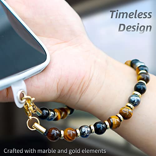 Image of Marble Beaded Phone Wrist Strap for Women, Detachable Design