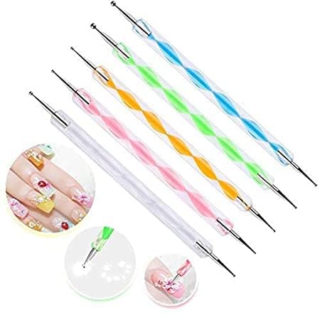 ARTISTERY 5 pieces Nail Art Dotting Marbleizing Tool Pen for Nail Decoration Stamping (Multicolour)-image-42