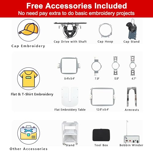 Smartstitch S-1201 Compact Embroidery Machine with 12 Needles, 1200SPM Max Speed, 10“ Screen, Wifi, 9.5"x12.6" Embroidery Area, Your First Commercial Embroidery Machine for Flat, Hat, T-shirt and more