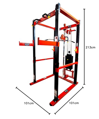 Image of GYM24 EQUIPMENTS Power Squat Rack With Single Pully Cable Cross Home Gym Setup Size With 80 Kg Weight Stack