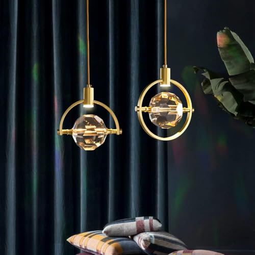 Plafonnier suspendu en cristal doré chic et moderne pour îlot de cuisine