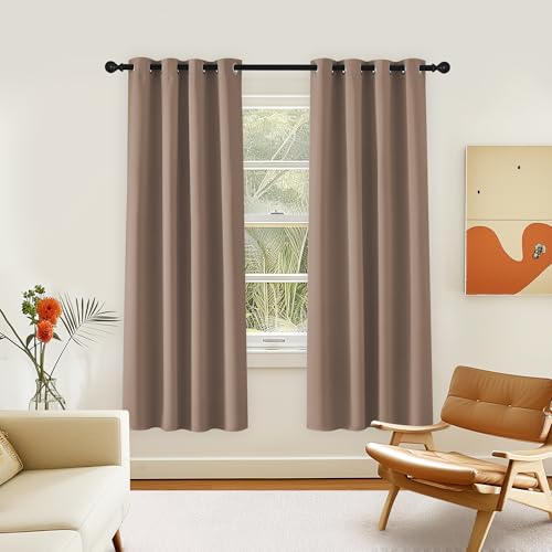 NICETOWN Room Darkening Curtain for Living Room - Energy Saving Thermal Insulated Grommet Room Darkening Curtain/Drape for Bedroom (1 Panel, 46 by 72, Cappuccino)