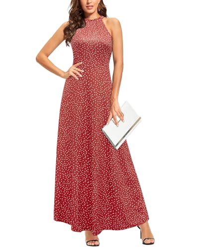 Image of STYLEWORD Women's Summer Floral Halter Maxi Dress Vacation Semi Formal 2026
