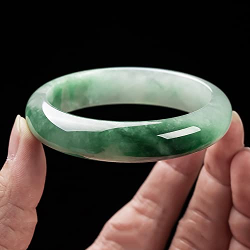 Natural Green Jade Bangle Bracelet for Women Girls with Certificate Jade Handmade Luck Bracelets Bangles with Jewelry Box,55-56mm2