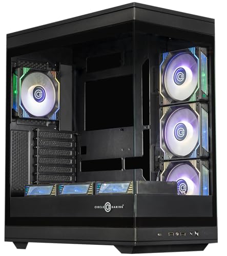 Image of Circle Thrillux Mid-Tower Gaming Cabinet - Black | Supports ATX, M-ATX, ITX | Reverse Connector Motherboard Compatible | 3X Side, 3X Bottom, 1X Rear 120MM ARGB Fans with Infinity Mirror