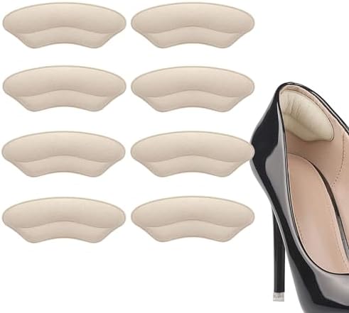Heel Grips Liner,Heel Protectors for Shoes,Heel Cushions for Heel Pain Relief,Heel Pads for Shoes That are Too Big,Heel Lnserts for Womens, Mens (Light Apricot 4pair)…